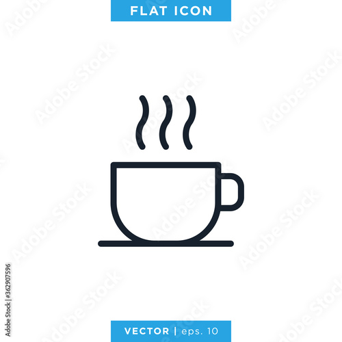 Hot Drink Icon Vector Design Template. Hot Coffee Icon.