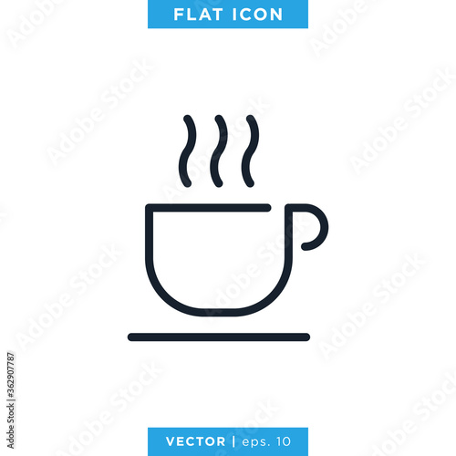 Hot Drink Icon Vector Design Template. Hot Coffee Icon.