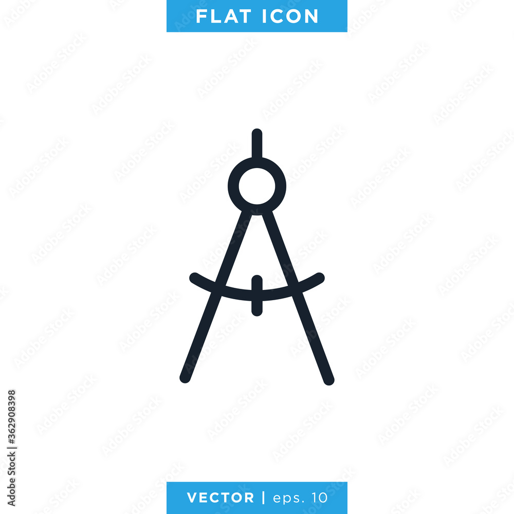 Drafting Compass Icon Vector Design Template