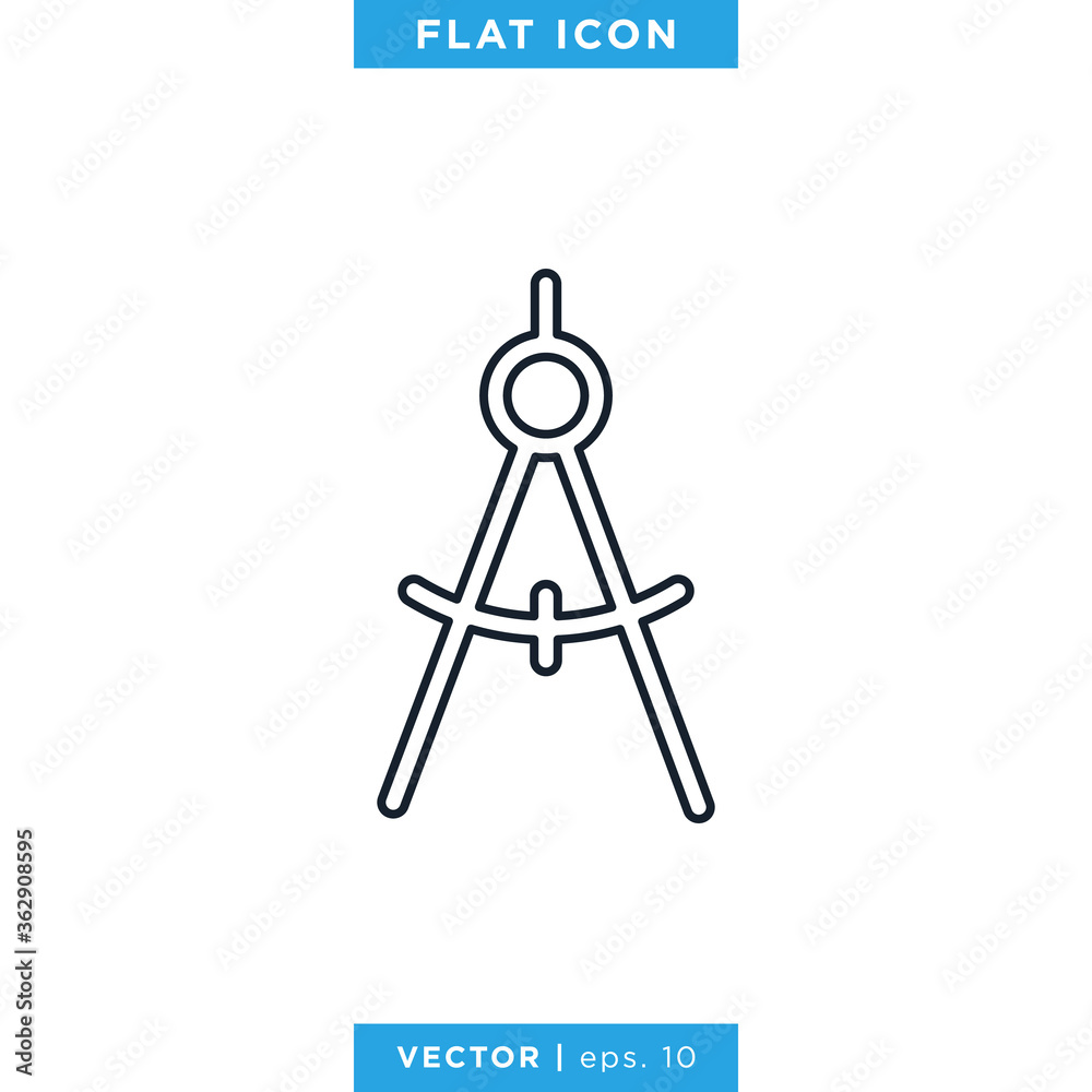 Drafting Compass Icon Vector Design Template