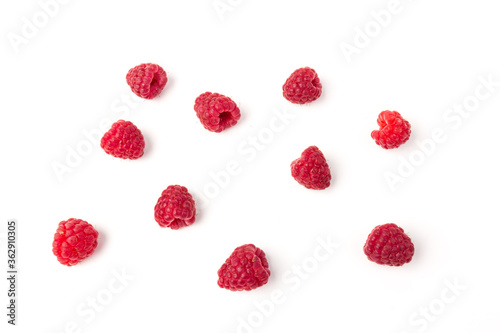 Fresh red raspberry isolated on white background. Berry in close-up