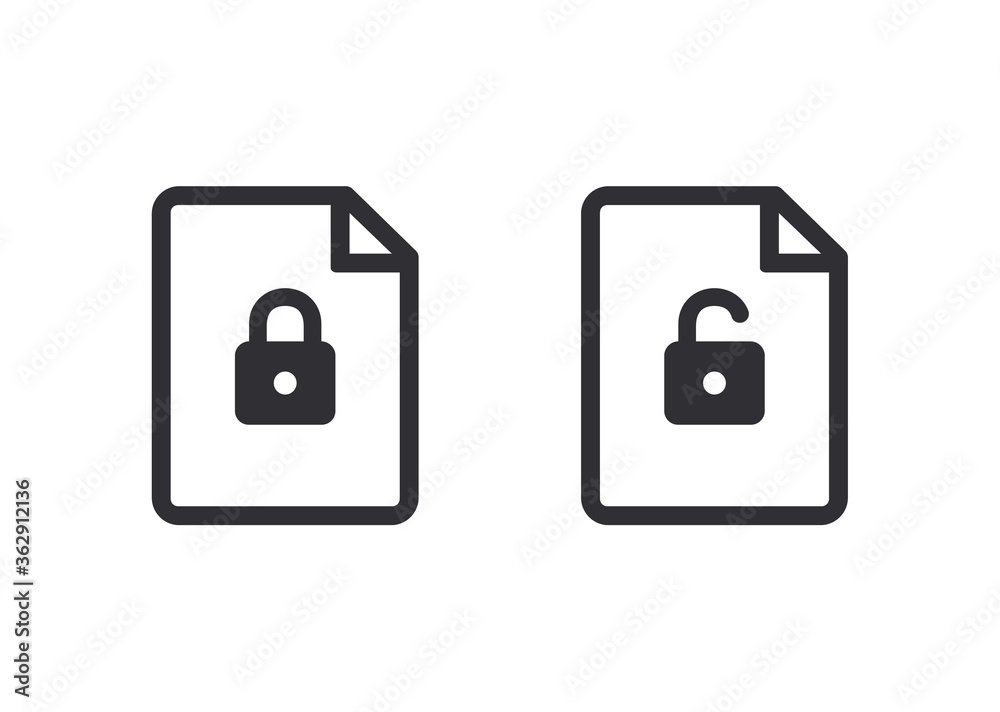 Document icons. Lock icon. Unlock file. Secret document. Padlock icon. Document protection. Information hiding. Data protection. File lock. Document icons. Lock icon. Unlock file. Secret document. Padlock icon. Document protection. Information hiding. Data protection. File lock.