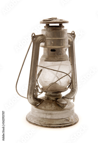 Vintage oil lamp isolated on white background 