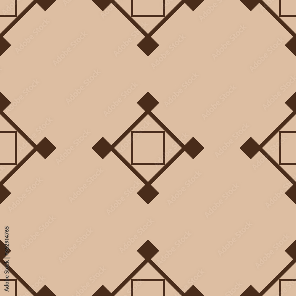 Geometric square seamless pattern. Beige and brown background Geometric square seamless pattern. Beige and brown background