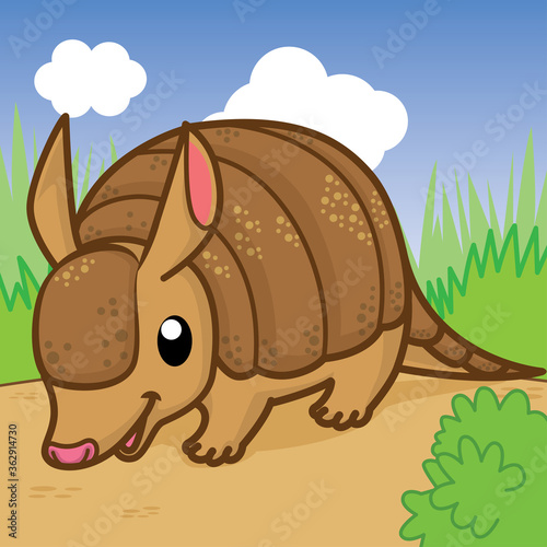 Armadillos cartoon, cute animal cartoon, cute cartoon