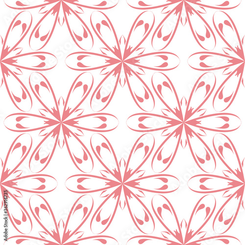 Floral seamless print. Pale pink pattern on white background