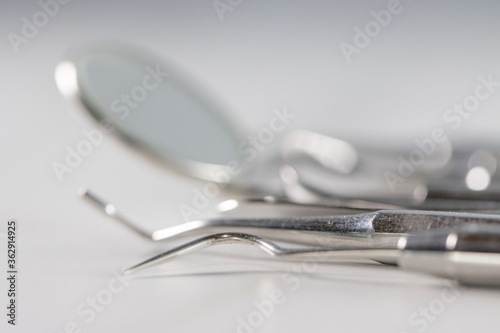 healthy tooth, different tools for dental care. Dental background.