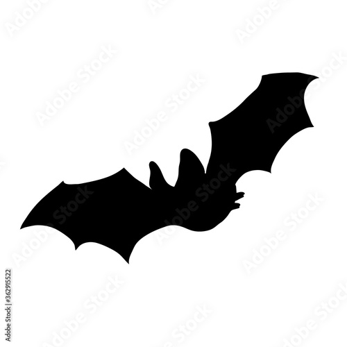 Bat silhouette sticker decoration for Halloween. Scary vampire vector symbol.