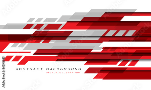 Abstract red grey white geometric speed technology futuristic design background vector illustration.