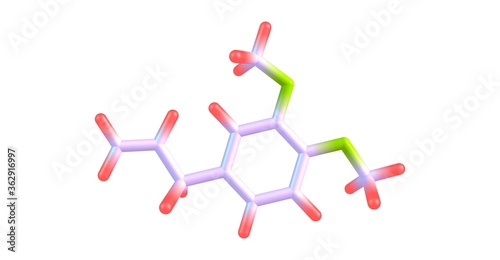 Methyl eugenol molecular structure isolated on white photo