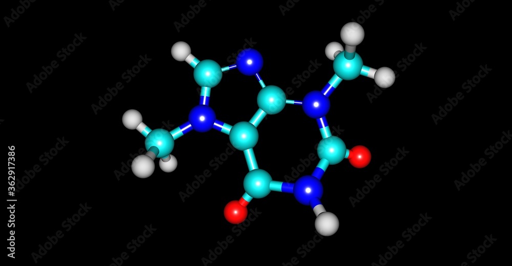 Theobromine molecular structure isolated on black Theobromine molecular structure isolated on black
