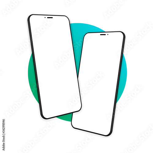 Vector minimalistic 3d isometric illustration cell phone. Smartphone perspective view. Mockup generic device. Template for infographics or presentation UI design interface.