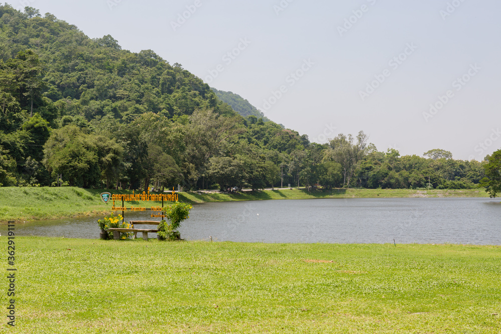 Fototapeta premium Khao Ruak Reservoir at Namtok Samlan National Park in Saraburi Thailand is a reservoir that tourists come to relax or camping during the holidays