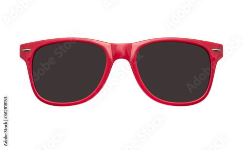 Red sunglasses isolated on white. Studio shot