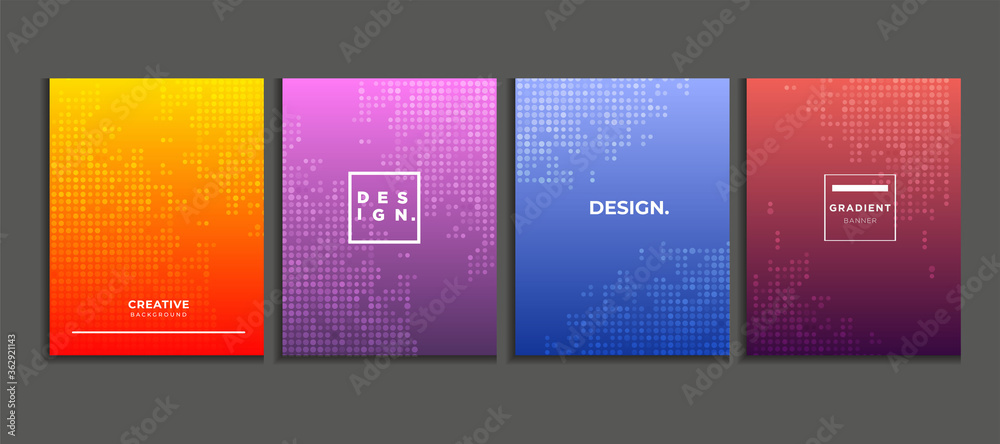 gradient poster background set with halftone, modern banner concept vector.