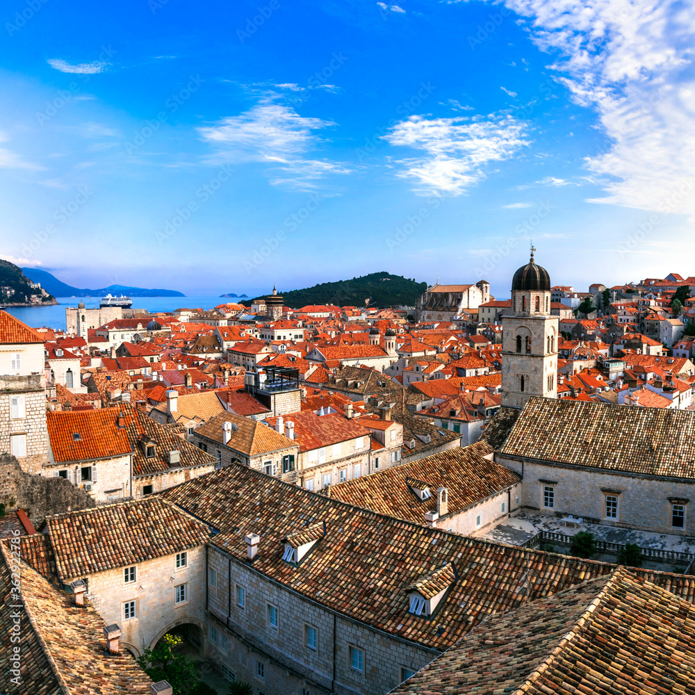 Croatia travel. Dubrovnik. view from city wall in historic old town center