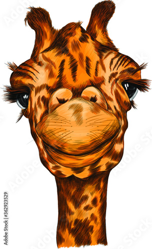 funny stoned giraffe comedian vector illustration color print
