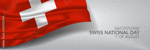 Swiss national day vector banner, greeting card.