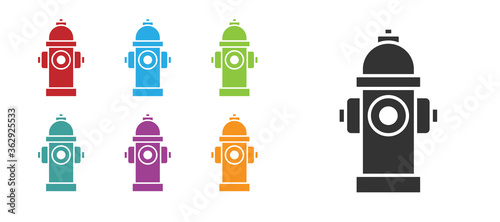 Black Fire hydrant icon isolated on white background. Set icons colorful. Vector.