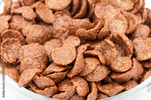 Close up: cereal chocolate in a bowl