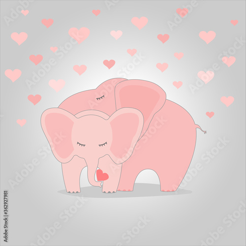 Pink elephant, Children's pattern. Background of cute elephants