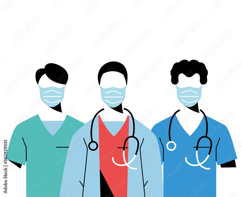 Young professional doctors wearing face masks Young professional doctors wearing face masks