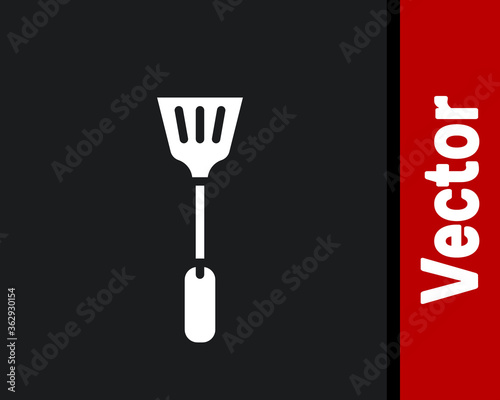 White Fly swatter icon isolated on black background. Vector.