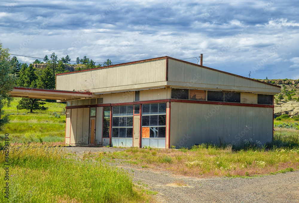 An old abandoned service station.