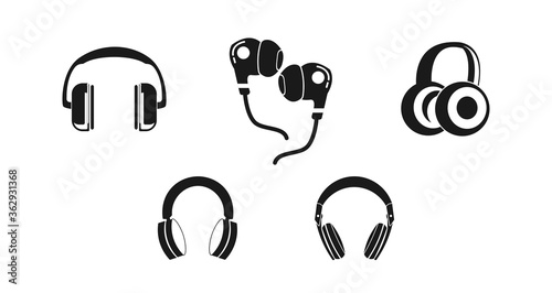 Headphone icon set, earplugs icon