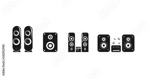 speakers. stereo speakers with subwoofer icon set