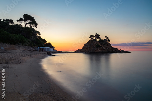 Long exposure view of the Cap Roig point sunrise and the beach of the same name. Catalonia  Spain