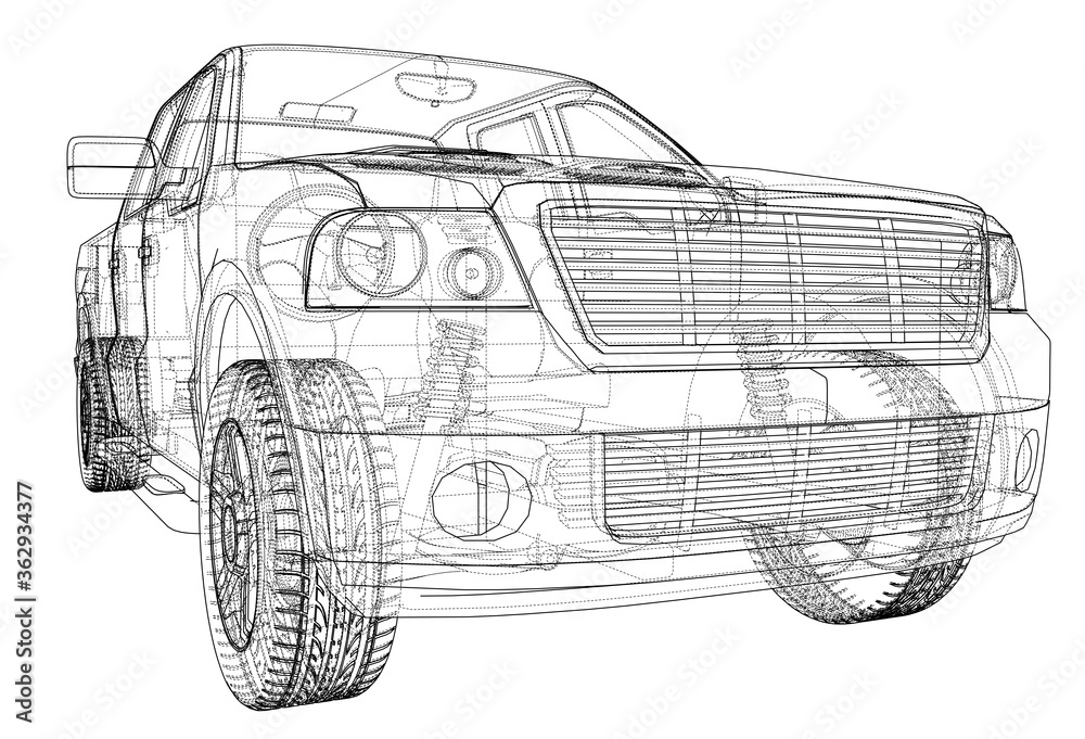 Obraz premium Car silhouettes. 3D illustration