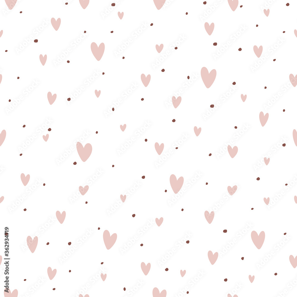Seamless background with Hearts and Dots