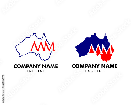 Set of Initial Letter AAM with Australia Map Logo Design Concept