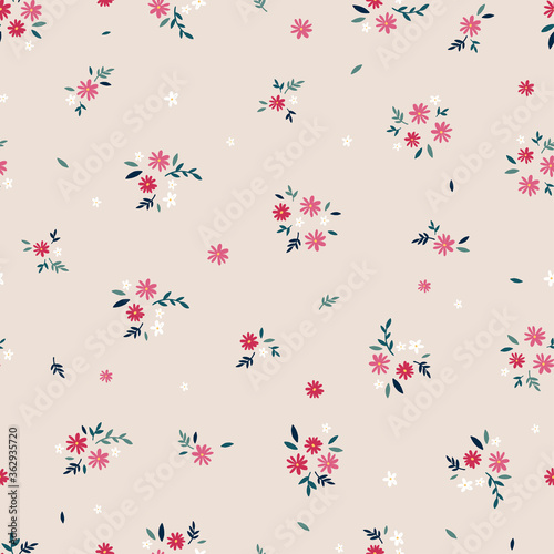 Lovely ditsy floral seamless pattern, tiny hand drawn flowers, great as background, for textiles, banners, wallpapers, wrapping - vector design