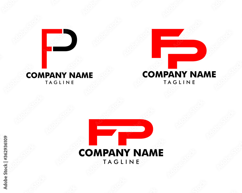 Set of Initial Letter FP Logo Template Design