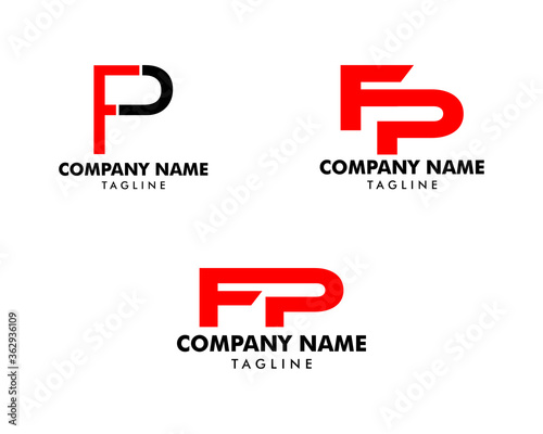 Set of Initial Letter FP Logo Template Design