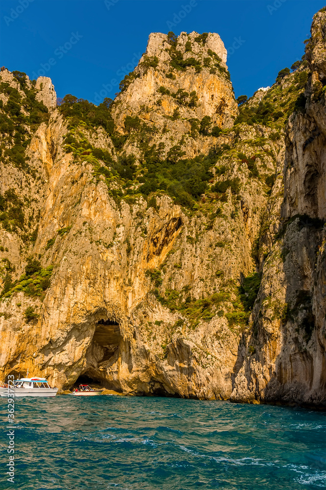 A view of the White Grotto on the Island of Capri, Italy