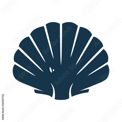 Graphic silhouette of scallop sea shell, clam