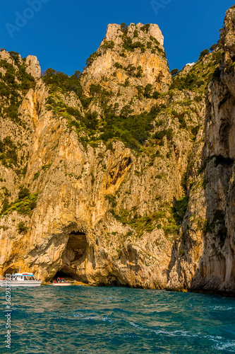 A view of the White Grotto on the Island of Capri, Italy