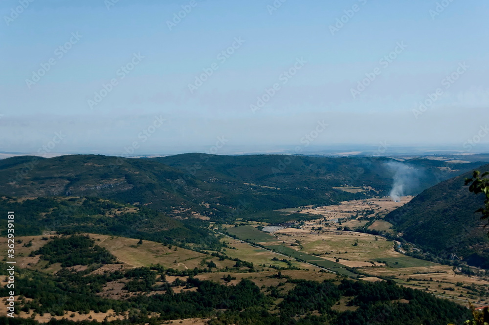 Glozhene monastery, fire in region, Balkan mountain, Bulgaria