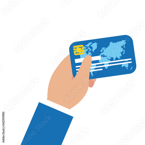 Isolated hand holding credit card vector design