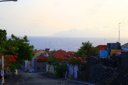 Foto View of Brava island from Sao Felipe, Fogo, Cape verde