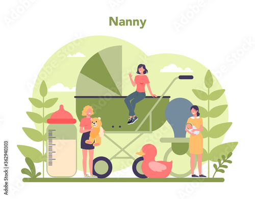 Babysitter service or nanny agency concept. In-home babysitter.