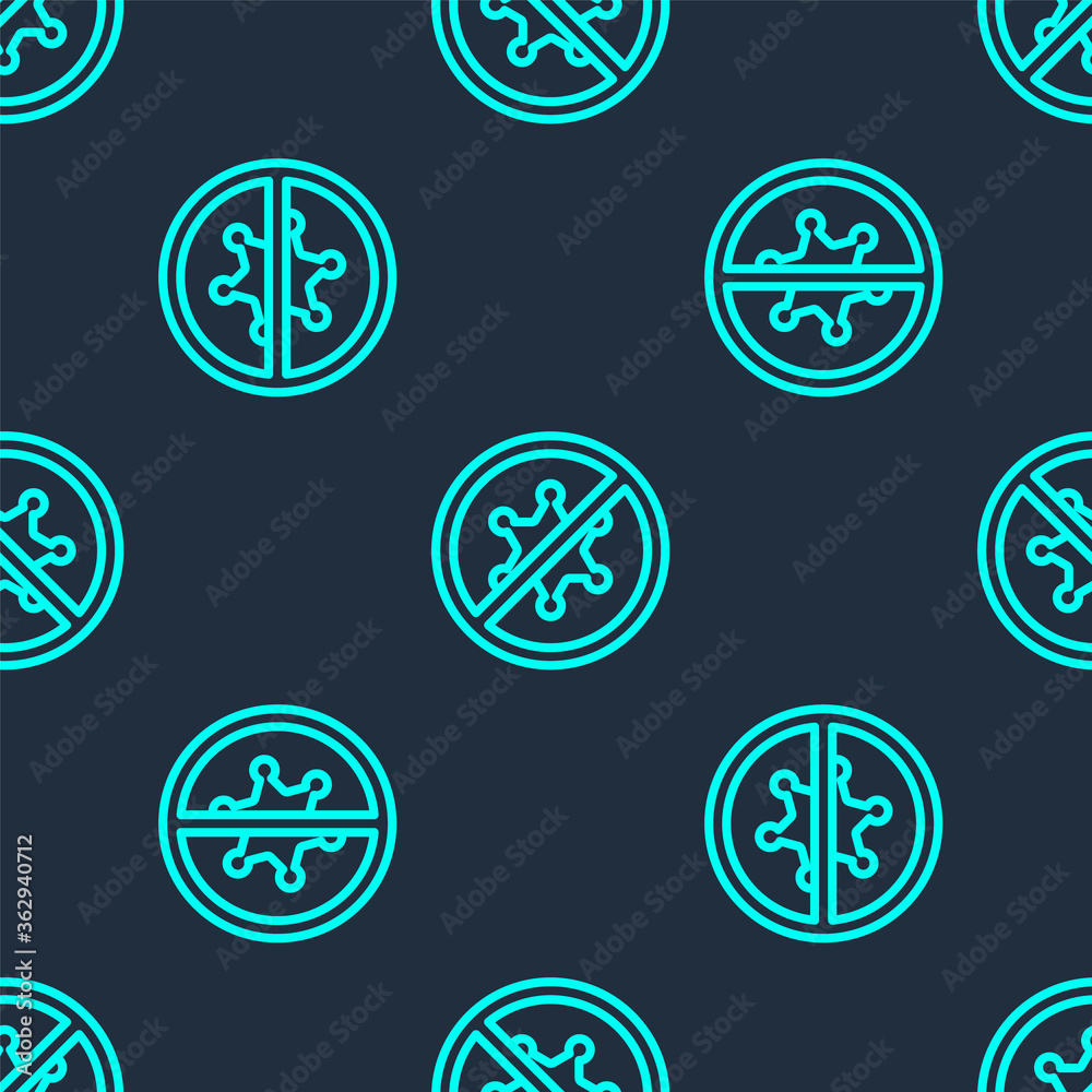 Green line Protest icon isolated seamless pattern on blue background. Meeting, protester, picket, speech, banner, protest placard, petition, leader, leaflet Vector
