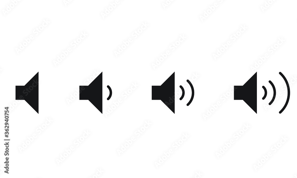 Volume Icon set illustrating different levels of sound vector silhouettes 