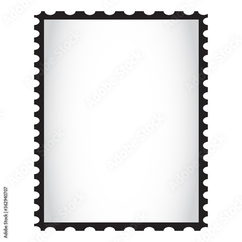Blank postage stamp template isolated on white background. Trendy postage stamp for label, sticker, app, post stamp and wallpaper. Creative art concept, vector illustration