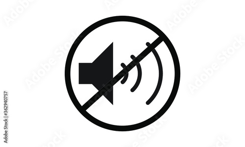 No sound, music or loud volume prohibited icon illustration or silent 