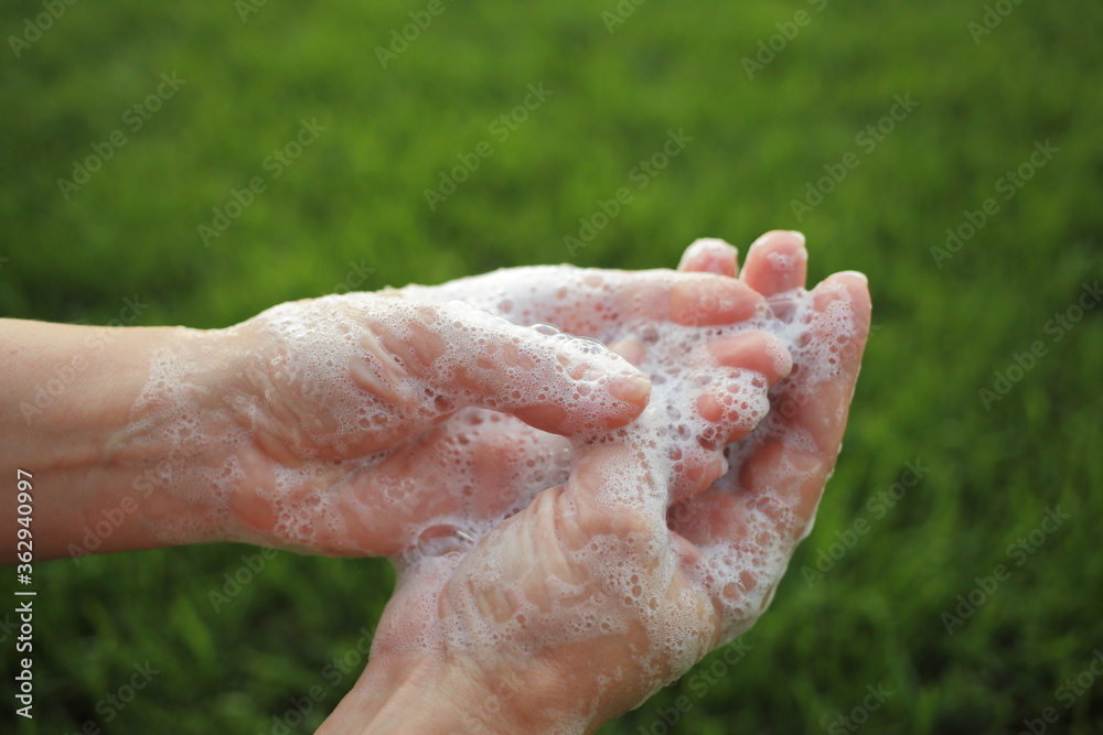 Washing hands rubbing with soap man for corona virus prevention, hygiene to stop spreading coronavirus. Death to germs Washing hands rubbing with soap man for corona virus prevention, hygiene to stop spreading coronavirus. Death to germs