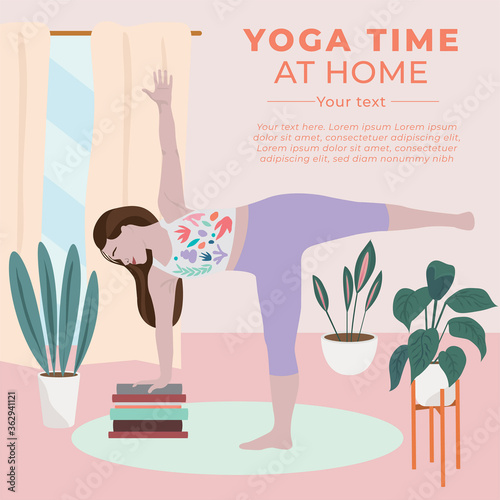 woman doing yoga at home